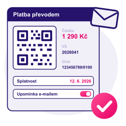 Bankovní převod s QR platbou a upomínkami