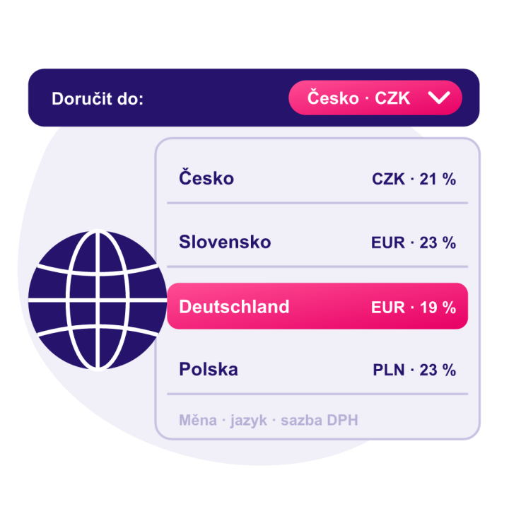 Přepínač země, měny a jazyka pro režim OSS