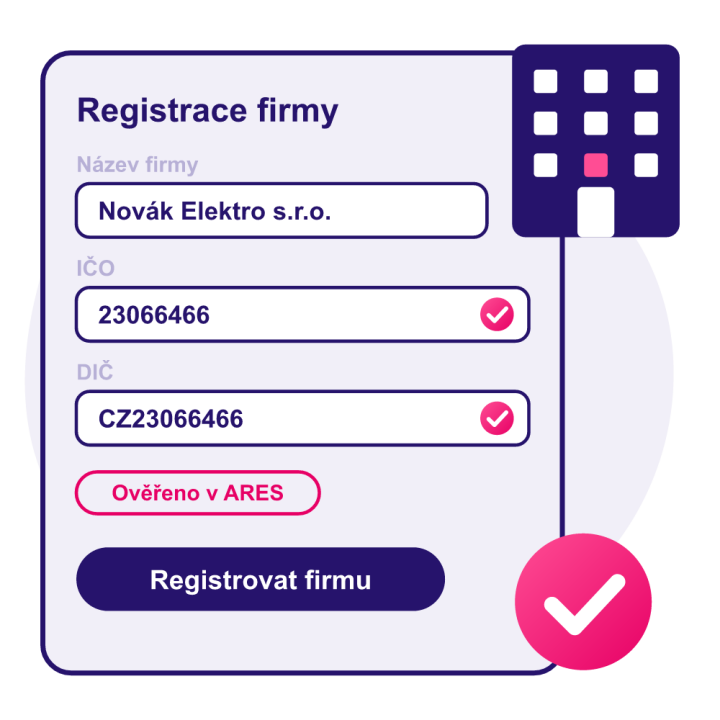 B2B registrace s ověřením firmy