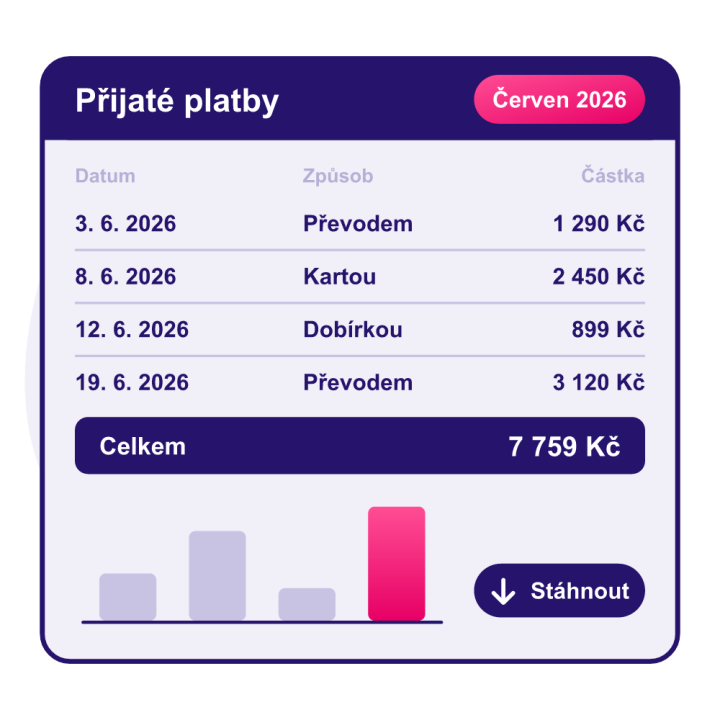 Přehled přijatých plateb
