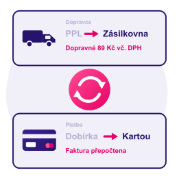 Změna platby a dopravce v objednávce