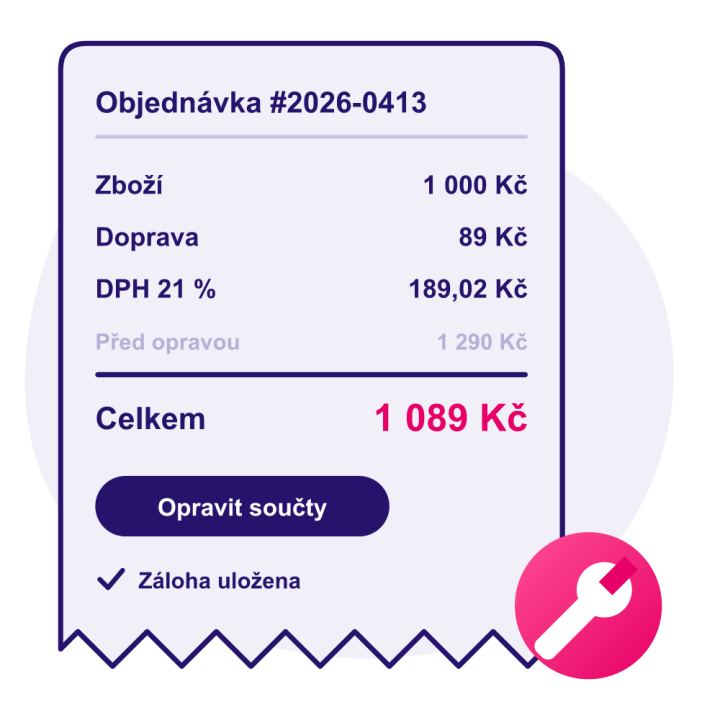 Oprava cen a DPH v objednávce