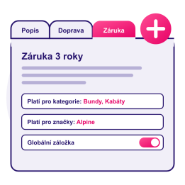 Vlastní záložky na kartě produktu