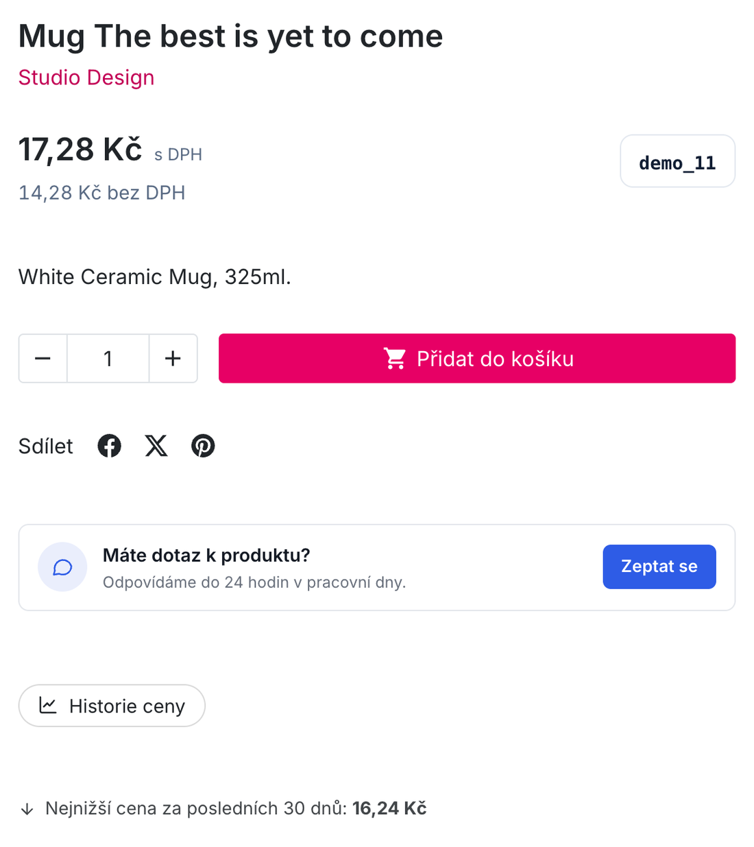 Nejnižší cena za 30 dnů na detailu produktu